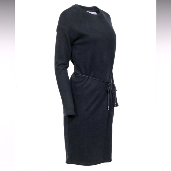 VINCE 100% Cotton Crew Neck Sweater Dress With Cord Tie Waist EUC - Picture 3 of 9